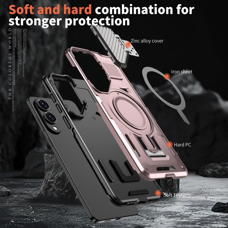 Funda con marco protector MagSafe para Samsung Galaxy S25 Edge 5G (oro rosa)