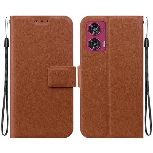 Funda de Cuero con Hebilla Magnética Ultrafina para Motorola Edge 50 Fusion (Marrón)