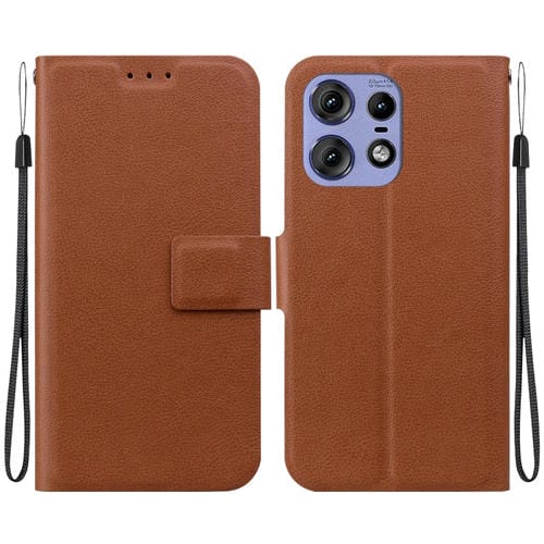Funda de Cuero con Hebilla Magnética Ultrafina para Motorola Edge 50 Pro (Marrón)