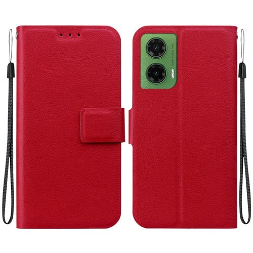 Funda de Cuero Ultradelgada con Hebilla Magnética para Motorola Moto G35 (Rojo)