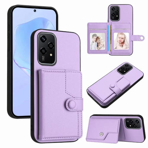 Funda Antirrobo para Honor 200 Lite 5G con Botón y Tarjetero Rfid (Morado)