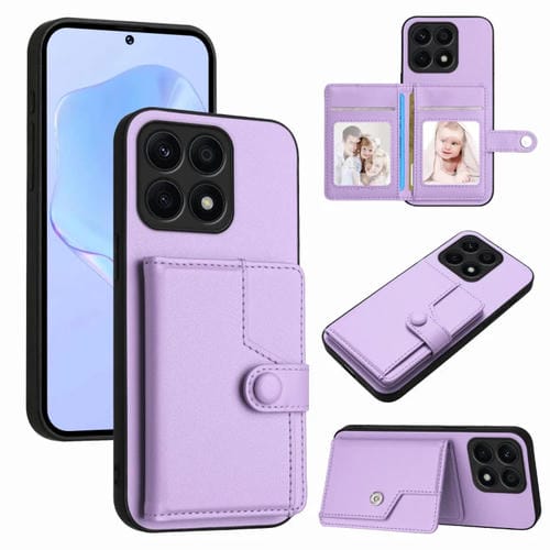 Funda Antirrobo para Honor X8A con Botón y Tarjetero RFID (Morado)