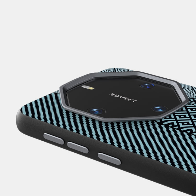 Funda para Teléfono Abeel 6D Huawei Mate 60 Rs Ultimate Microrelieve Fibra de Carbono (Azul)