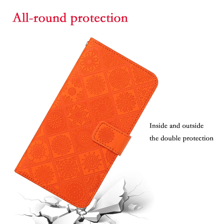 Funda Cuero Patrón En Relieve Étnico para Tecno Pova 6/6 Pro (Naranja)