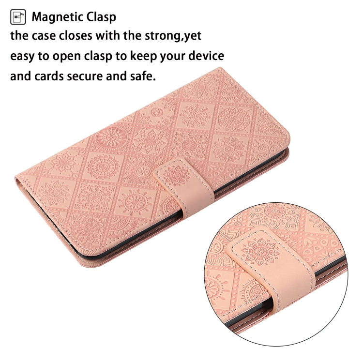 Funda Cuero Tecno Spark 20 Pro+ Patrón Relieve Étnico (Rosa)