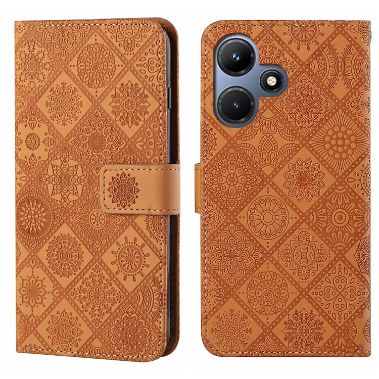 Funda de Cuero con Patrón en Relieve Estilo Étnico para Infinix Hot 30I (Marrón)