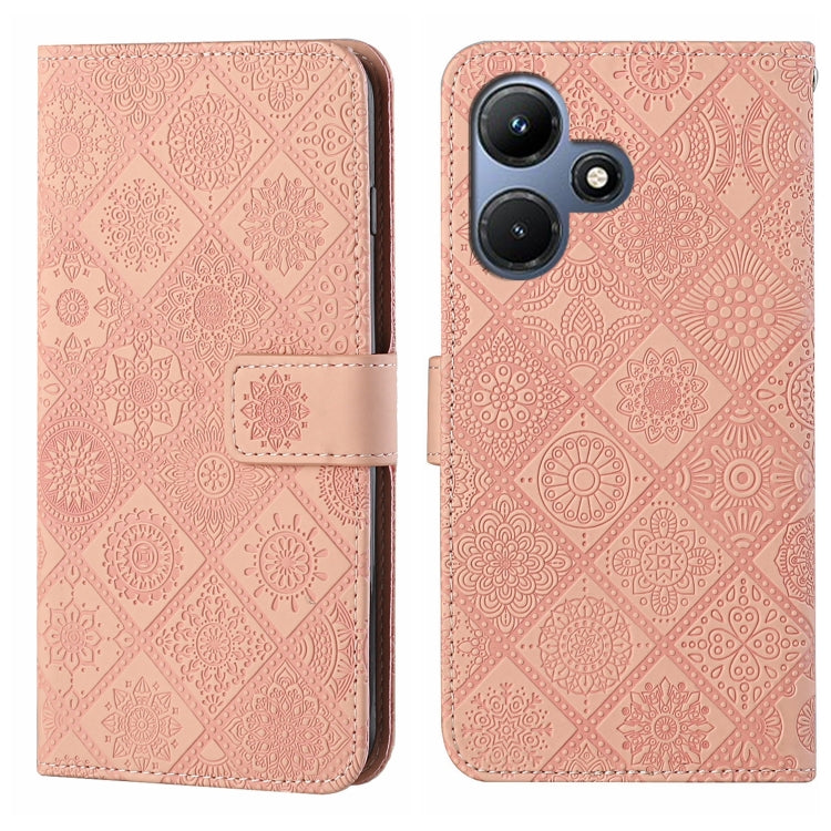 Funda de Cuero con Patrón en Relieve Estilo Étnico para Infinix Hot 30I (Rosa)