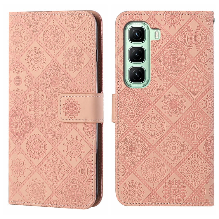 Funda de Cuero con Patrón en Relieve Estilo Étnico para Infinix Hot 50 5G (Rosa)