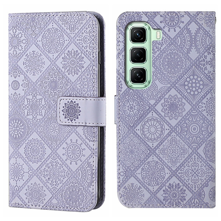 Funda de Cuero con Patrón en Relieve Estilo Étnico para Infinix Hot 50 5G (Morado)