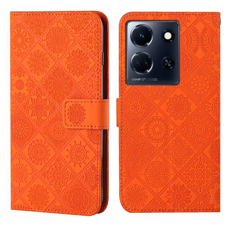Funda de Cuero con Patrón en Relieve Estilo Étnico para Infinix Note 30 (Naranja)
