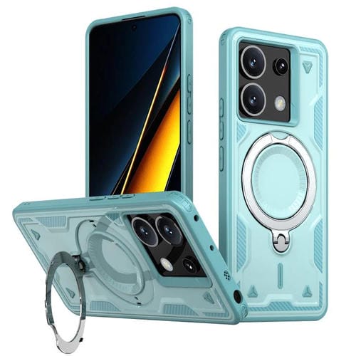 Funda híbrida de TPU con soporte MagSafe para Xiaomi Poco X6 (azul claro)