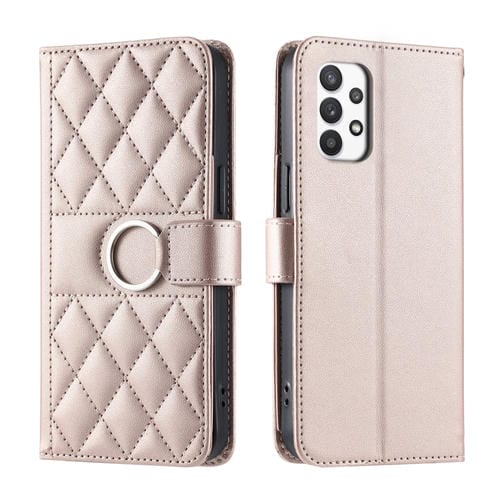 Funda de Cuero Samsung Galaxy A23 con Hebilla de Anillo (Oro Rosa)
