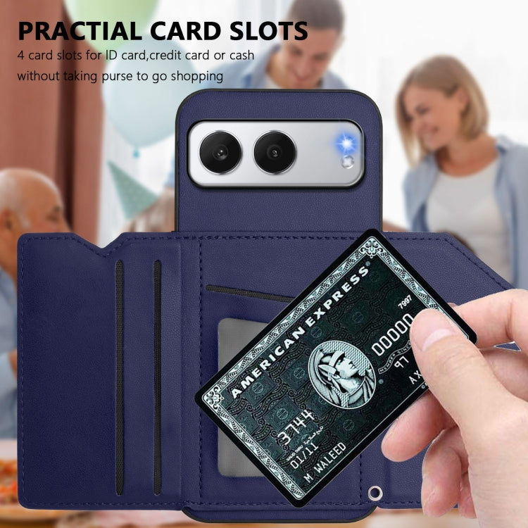 Funda para OnePlus Nord 4 con 4 Ranuras para Tarjetas y Correa para Muñeca (Azul)