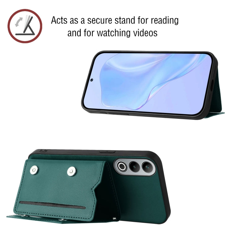 Funda para OnePlus Nord Ce4 con 4 Ranuras para Tarjetas y Correa para Muñeca (Verde)