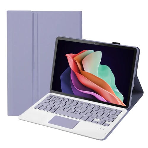 Funda de Cuero para Huawei Matepad Se 10.4 Ah13-A con Teclado Bluetooth Desmontable y Panel Táctil (Blanco Lavanda)