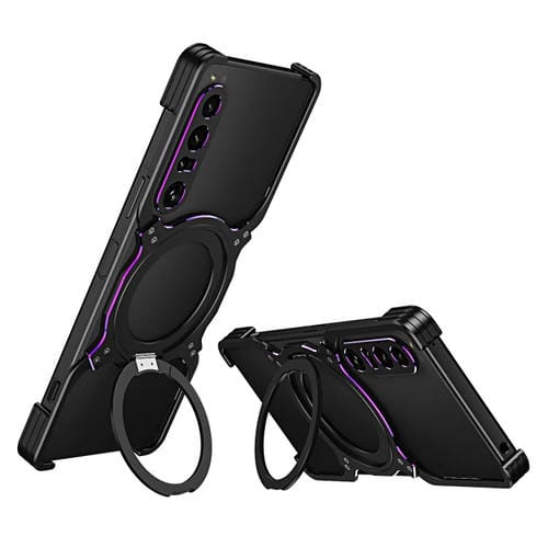 Estuche Metal para Sony Xperia 1 IV con Soporte Magsafe y Brazo Mecánico (Negro y Morado)