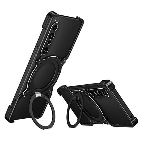 Funda metálica con soporte MagSafe sin bordes y brazo mecánico para Sony Xperia 1 VII (negro y plateado)