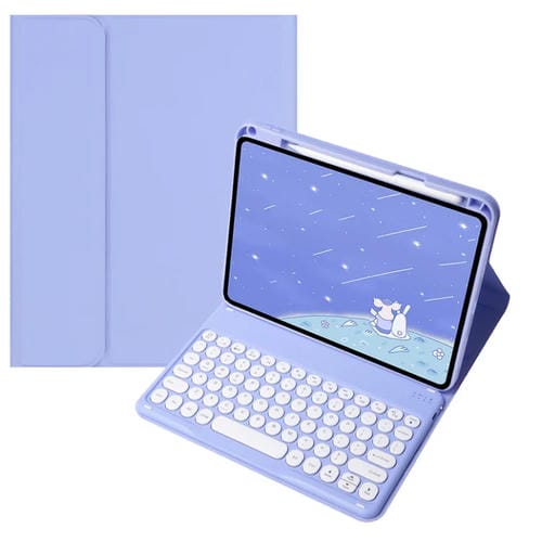 Funda de Cuero con Teclado Bluetooth y Teclas Redondas para Infinix Xpad 11" (Morado Claro)