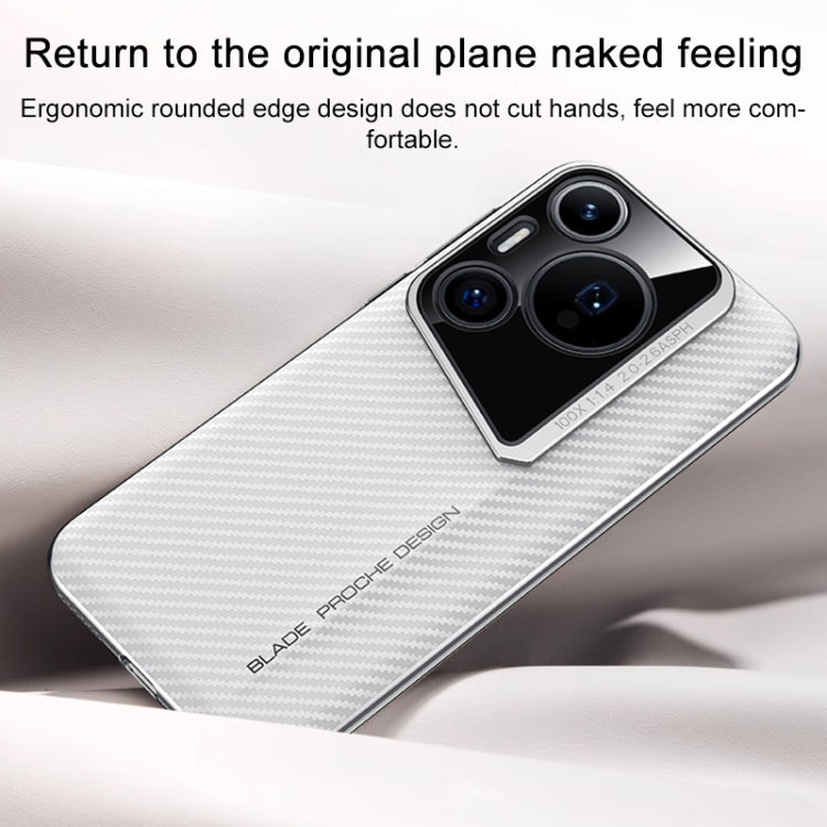 Funda para Teléfono Huawei Pura 70 Ultra con Textura de Fibra de Carbono para PC (Blanca)