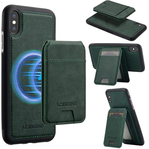 Funda para teléfono Lc.Imeeke L3 Series con funda para tarjeta Rfid desmontable Magsafe para iPhone Xr (Verde)