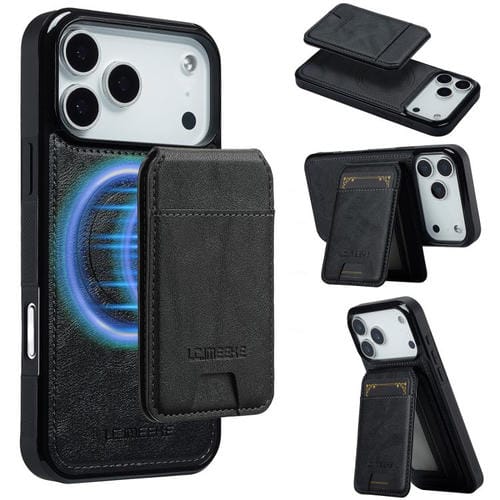 Funda para iPhone 17 Pro Max LC.IMEEKE L3 Series con tarjetero RFID desmontable y Magsafe (negra)
