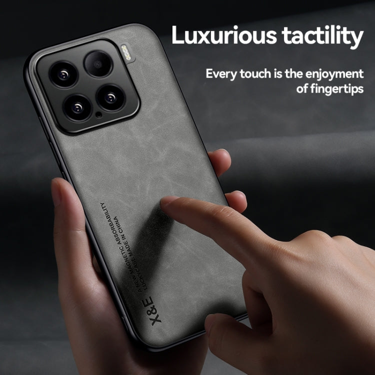 Funda de cuero con tapa magnética para Xiaomi Poco M7 Pro 5G (gris claro)