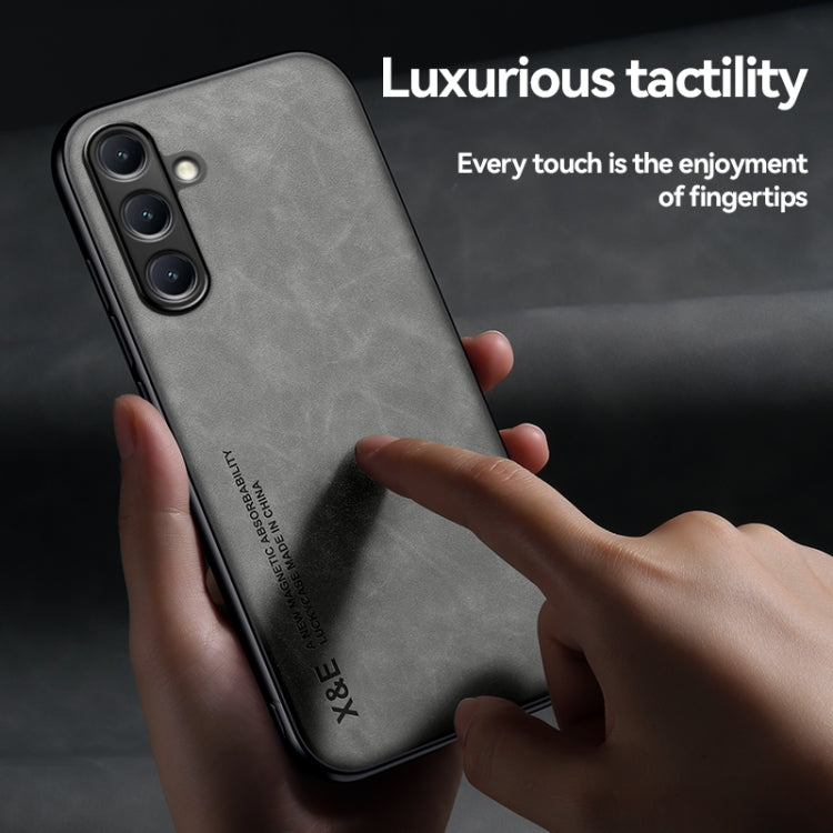 Funda de cuero magnética con textura de piel para Samsung Galaxy A06 5G (verde)