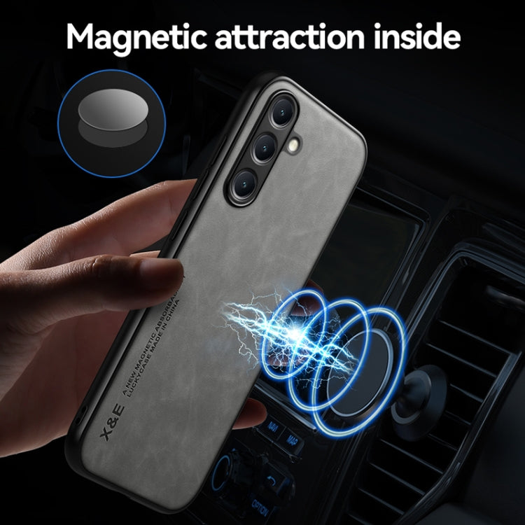 Funda de cuero magnética con textura de piel para Samsung Galaxy A06 5G (verde)