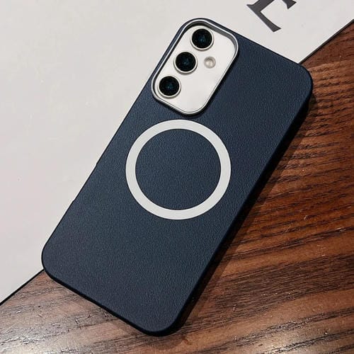 Funda para Teléfono Samsung Galaxy A25 Cobertura Total Magsafe Diseño Cuero (Azul)