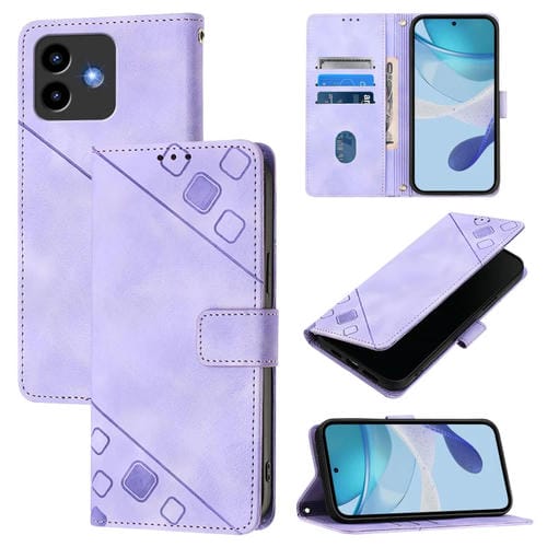 Funda de Piel con Relieve para Teléfono Cubot Note 40 (Morado Claro)