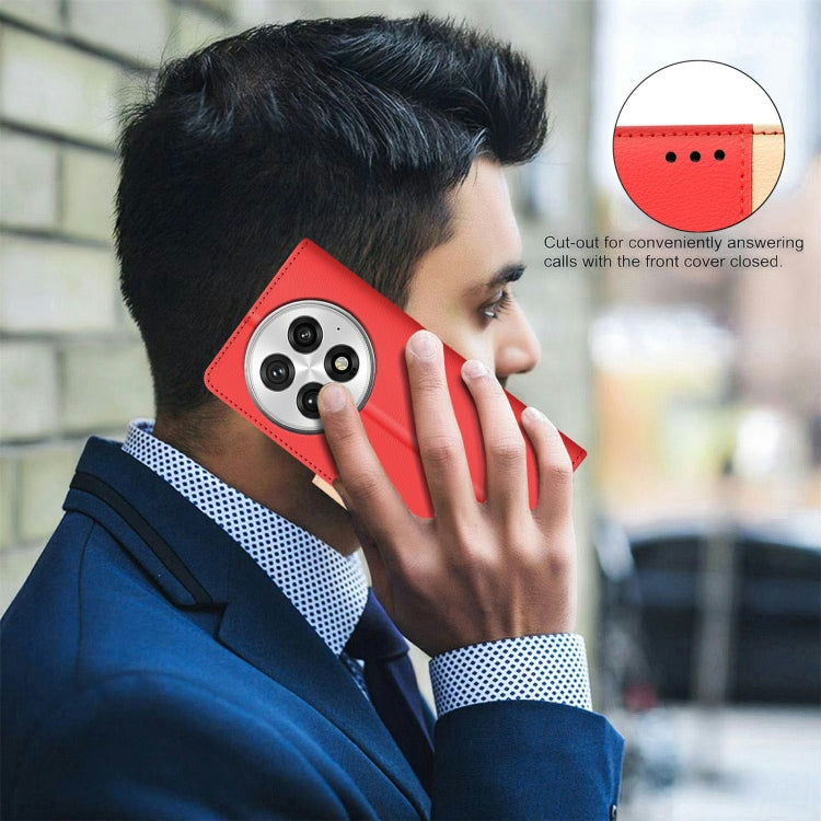Funda de Cuero Antirrobo con Protección Rfid para OnePlus 13 (Rojo)