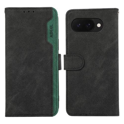 Funda de Cuero Abeel con Bloqueo Magnético para Google Pixel 9A (Negro y Verde)