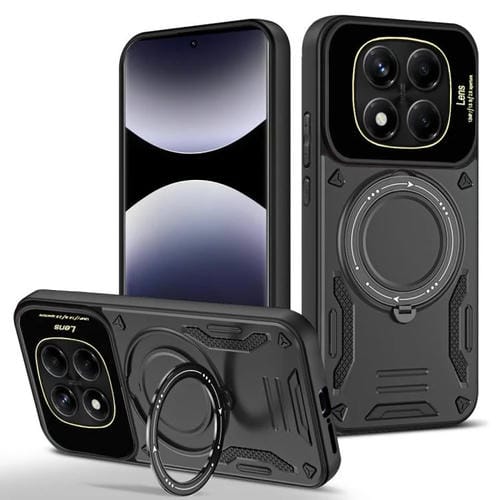 Funda para Redmi Note 14 Pro 4G con soporte MagSafe y ventana grande (negro)