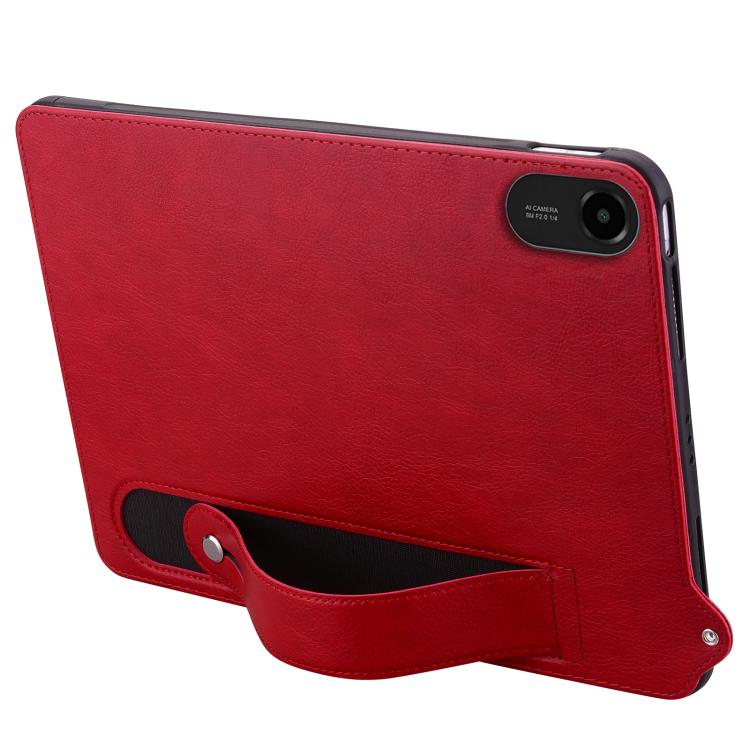 Funda de TPU con parte trasera de cuero y correa para Xiaomi Redmi Pad 2 (roja)