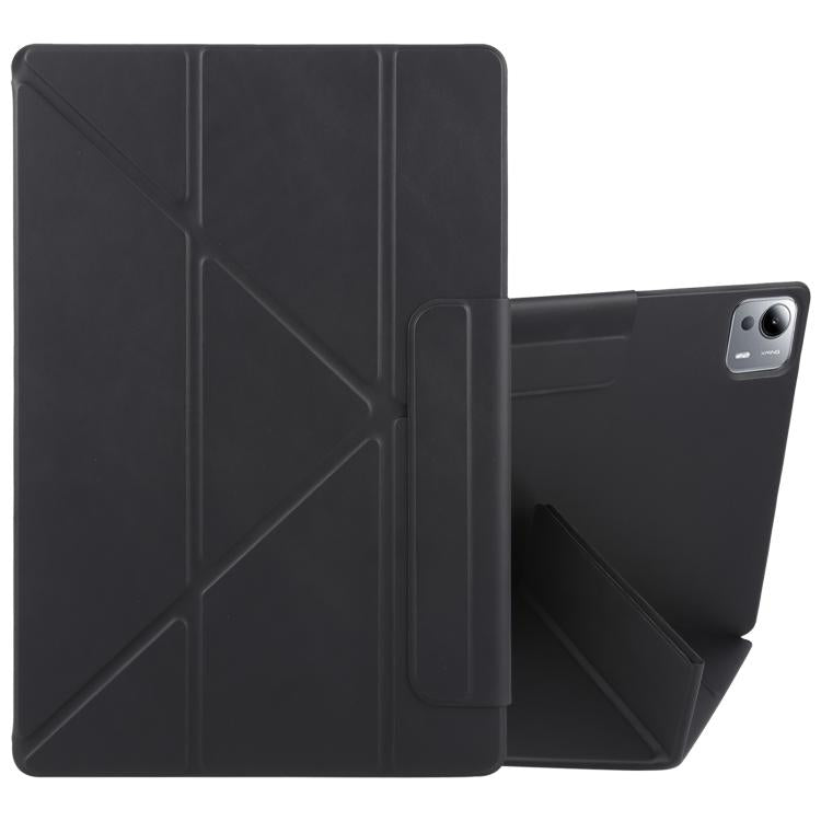Funda de cuero con hebilla fija y deformación magnética para Xiaomi Pad 7 Ultra (negra)