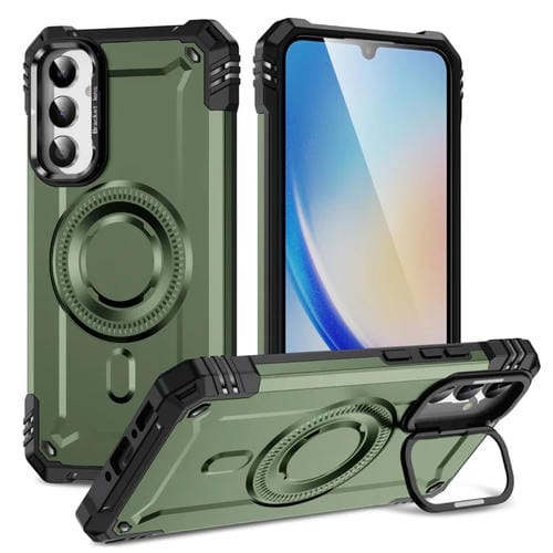 Estuche para Teléfono Samsung Galaxy A34 con Soporte para Lente Magsafe (Verde Militar)