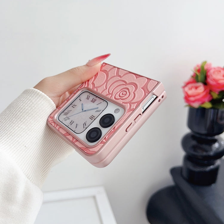 Funda para Teléfono Huawei Nova Flip Diseño de Cuadros 3D Camelia (Rosa)