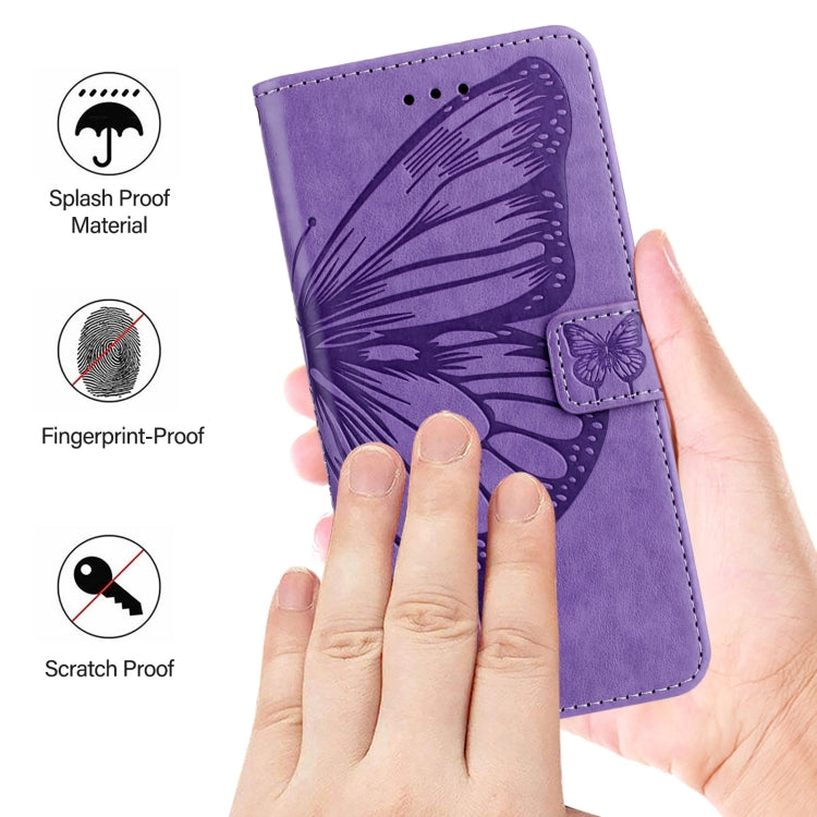 Funda de Cuero para Cubot A10 con Diseño de Mariposa en Relieve (Morado Claro)