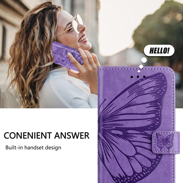 Funda de Cuero Cubot P50 Diseño Mariposa En Relieve (Morado Claro)