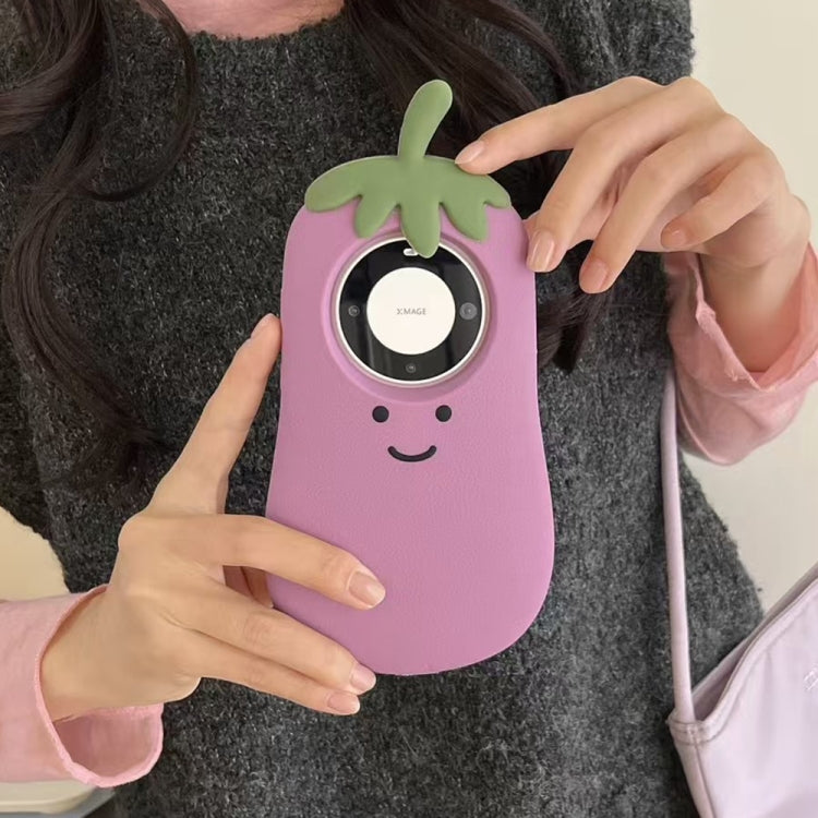 Funda de Silicona Huawei Mate 60 Pro con Dibujos 3D de Berenjena (Morado)