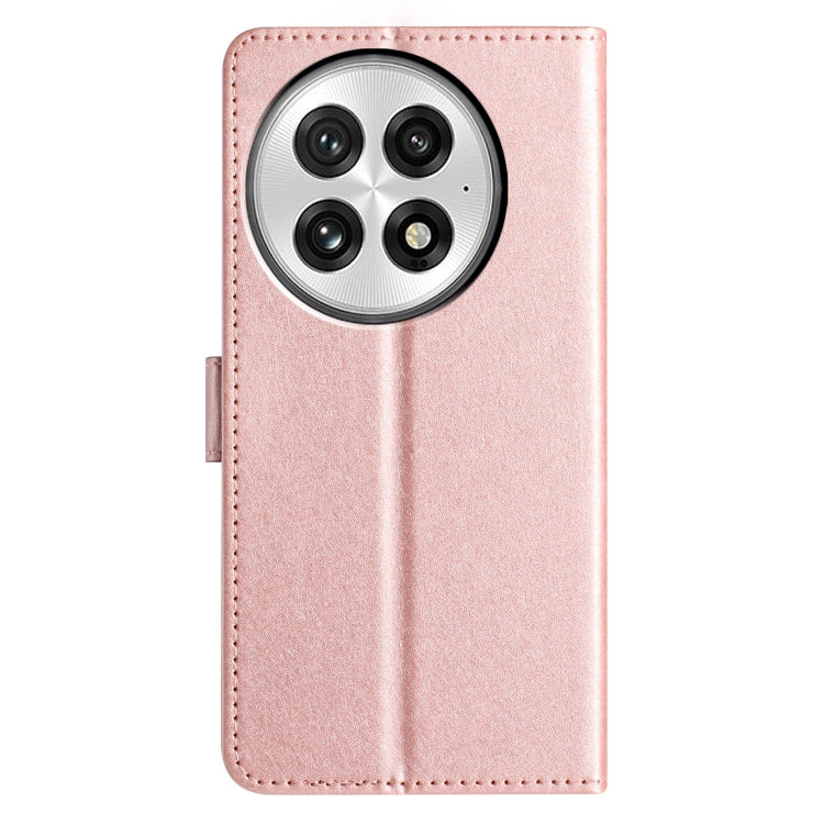 Funda de Cuero con Tapa Horizontal y Textura de Seda para OnePlus 13 (Oro Rosa)