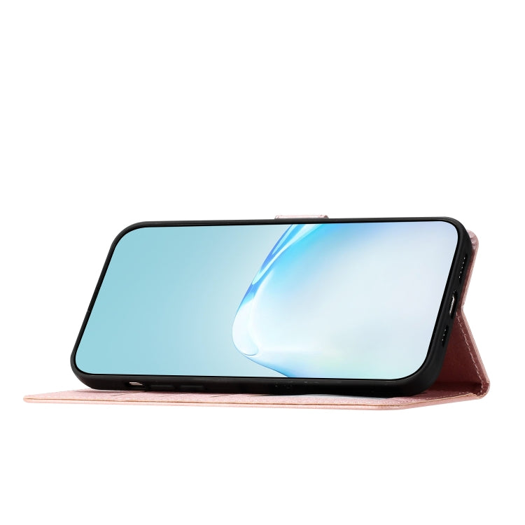 Funda de Cuero con Tapa Horizontal y Textura de Seda para OnePlus 13 (Oro Rosa)