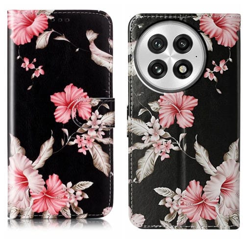 Funda de Cuero para OnePlus 13 con Patrón Mármol y Dibujo de Colores (Azalea)