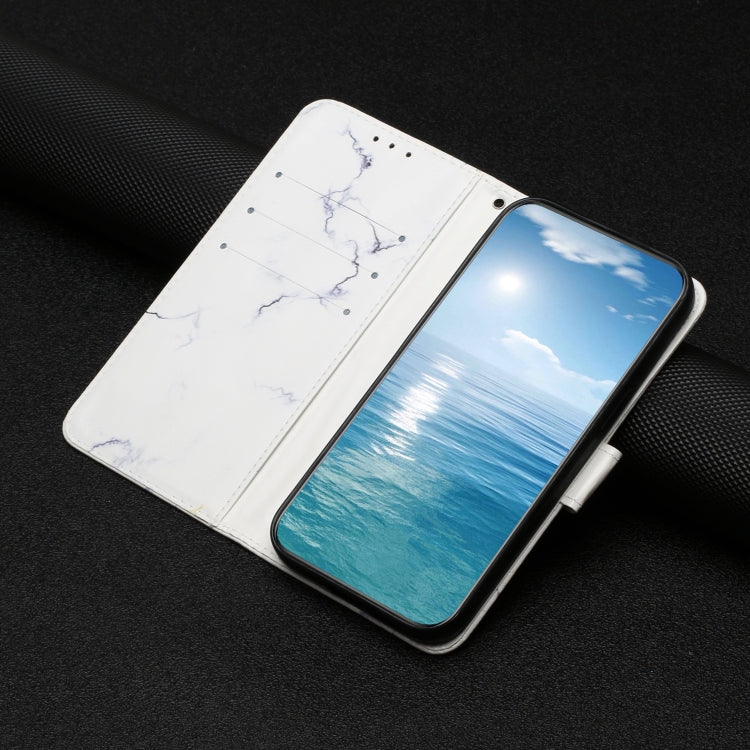 Funda de Cuero para OnePlus 13 con Patrón Mármol y Dibujo de Colores (Mármol Blanco)