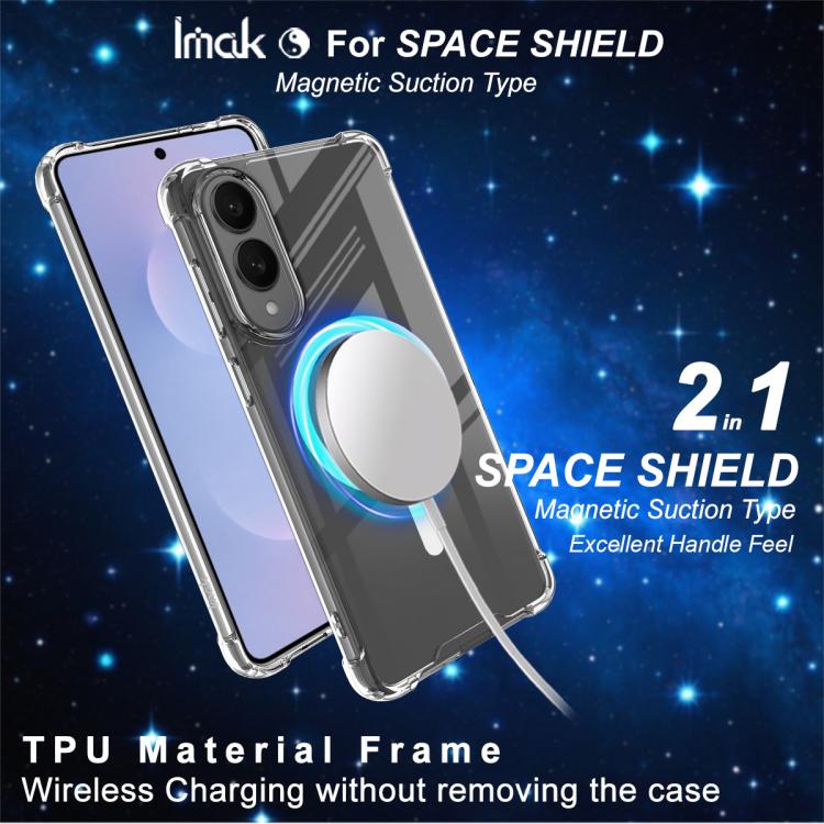 Funda IMAK Space Shield de PC y TPU para Samsung Galaxy S25 Edge 5G, a prueba de golpes, con MagSafe (transparente)