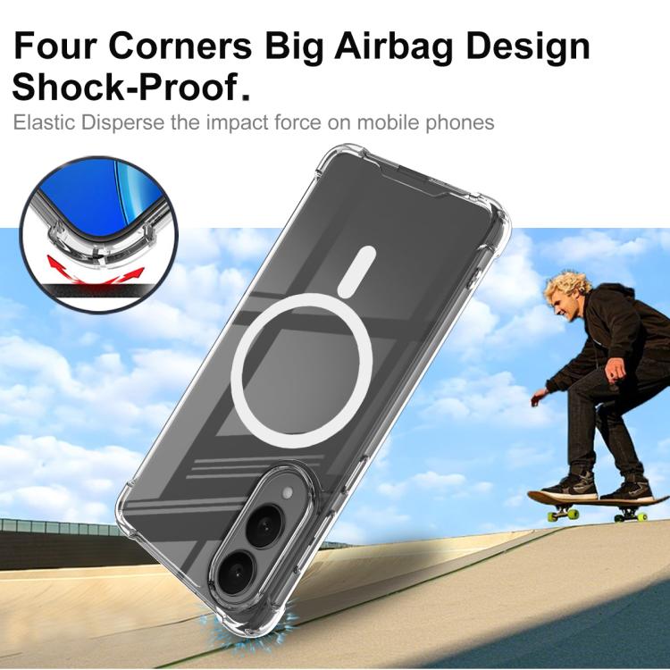 Funda IMAK Space Shield de PC y TPU para Samsung Galaxy S25 Edge 5G, a prueba de golpes, con MagSafe (transparente)
