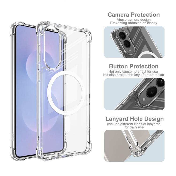 Funda IMAK Space Shield de PC y TPU para Samsung Galaxy S25 Edge 5G, a prueba de golpes, con MagSafe (transparente)