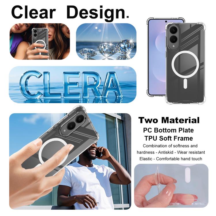 Funda IMAK Space Shield de PC y TPU para Samsung Galaxy S25 Edge 5G, a prueba de golpes, con MagSafe (transparente)