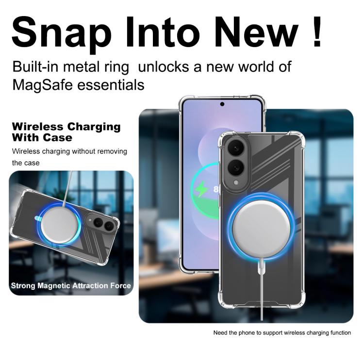 Funda IMAK Space Shield de PC y TPU para Samsung Galaxy S25 Edge 5G, a prueba de golpes, con MagSafe (transparente)