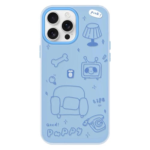 Funda híbrida TPU y PC iPhone 16 Pro Tacto Sedoso (Puppy Blue)